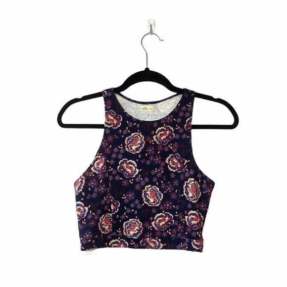 Hollister Purple Floral Print Quilted Cropped Tank Top Small Women’s - Picture 1 of 11